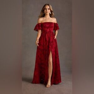 Azazie Ruby Red Maxi Dress size xs like new